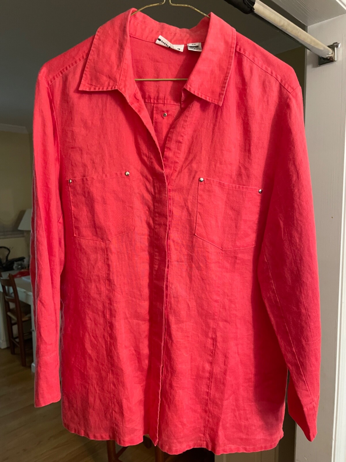 Toto n ko womens top size 12 linen peach orange long sleeved