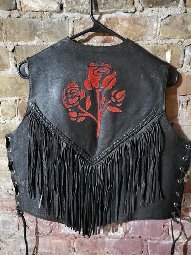 🎄 Fully Lined 100% Leather Adjustable Black, Biker/Moto V