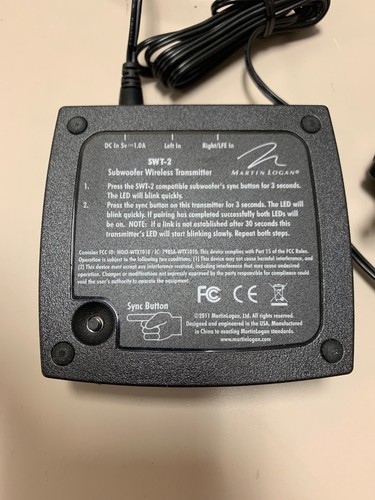 Martin Logan SWT-2 Subwoofer Wireless Transmitter - Brand New Still Sealed