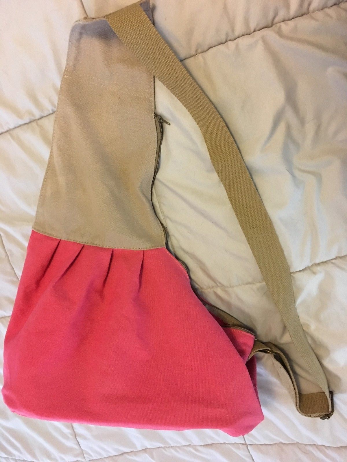 PINK TAN  Cloth Meshy WINDOW Tote Dog Pet Carrier Crossbody Bag M