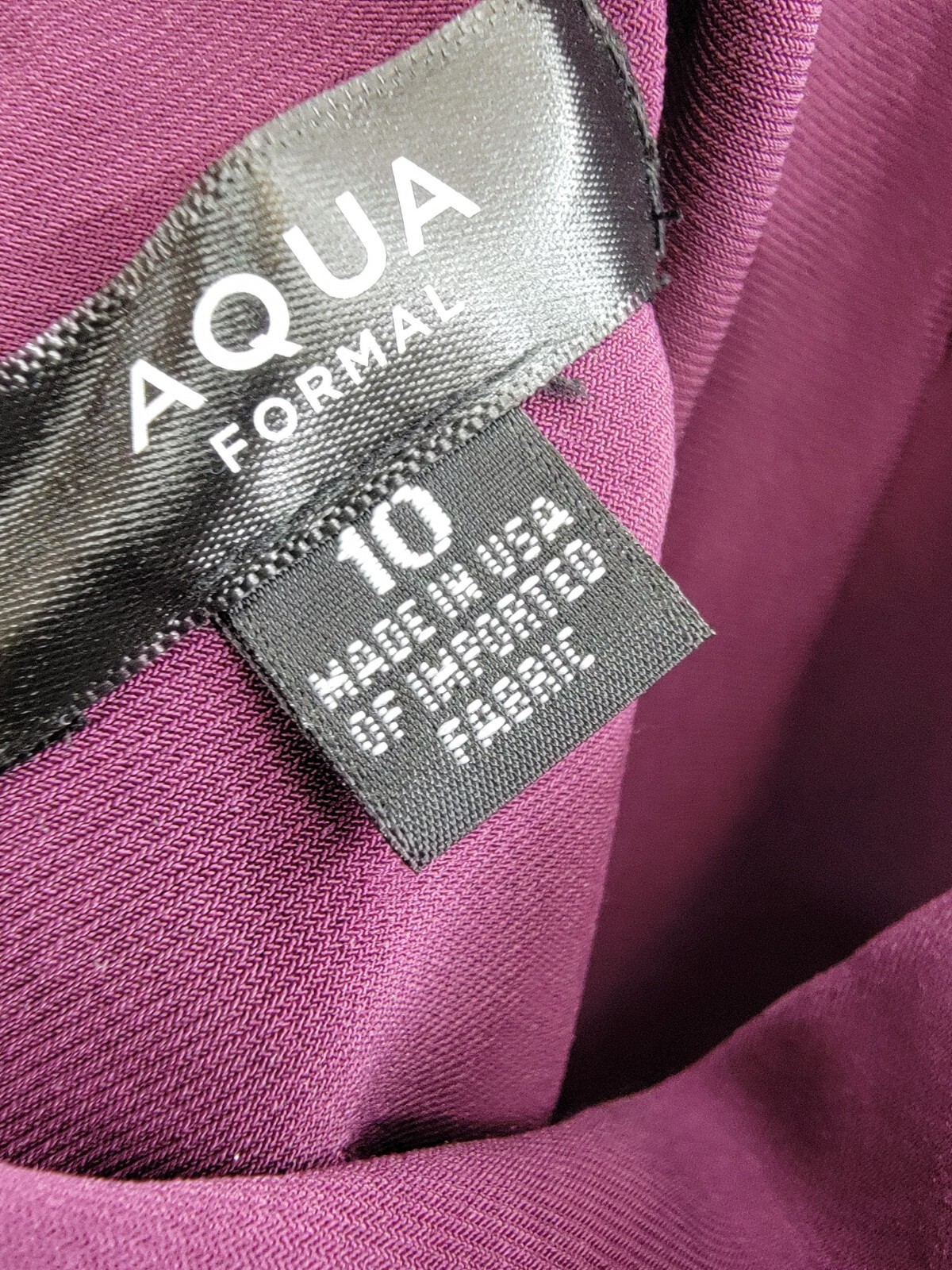 AQUA Halter Mixed Media Gown Women's 10 Purple Drape Front Tie Zip Back Closure - Picture 8 of 18
