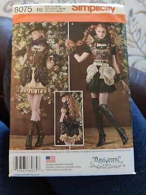 Womens/Misses Simplicity 8075 Steampunk Dress Costumes Sewing Pattern SZ 14-22