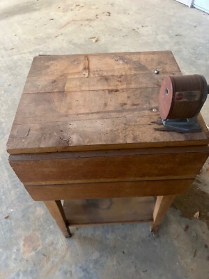  Vintage desk with Chicago pencil sharpener attached from 1920s collectors item