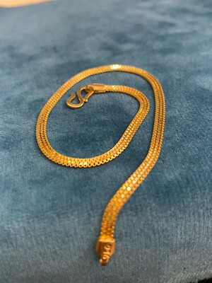 Pre-owned Jisha Vintage Unisex Dubai Handmade Chain Bracelet In 916 Stamped 22karat Yellow Gold