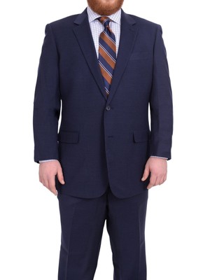 

Lazetti Couture Portly Fit Темно-синий фактурный шерстяной костюм на двух пуговицах, Navy
