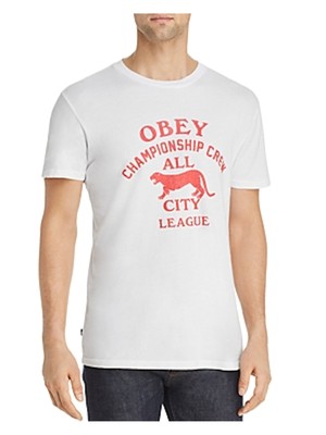 

Мужская белая футболка с коротким рукавом OBEY, Белый, 166141889