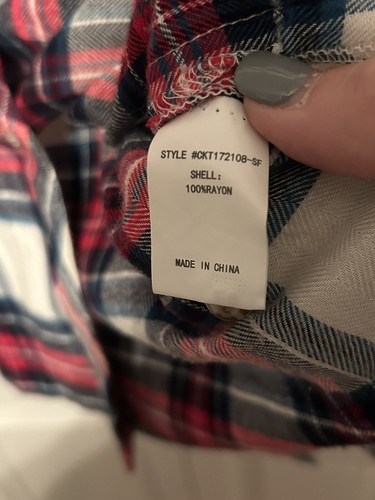 Melloday Stitch Fix Sz S Plaid Flannel Button Front LS Shirt Chest 19 Length 31