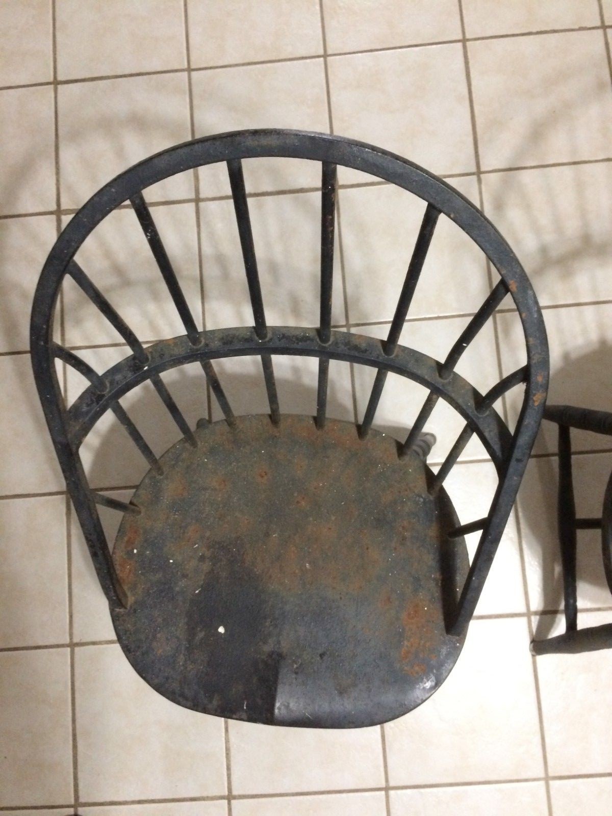 2 Antique Metal Banker's Vault Windsor Chairs 1930's Rare!!!