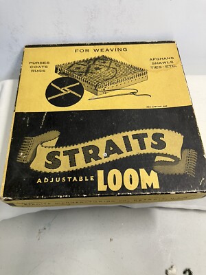 Vintage Straits adjustable metal loom in box instructions needle wool yarn