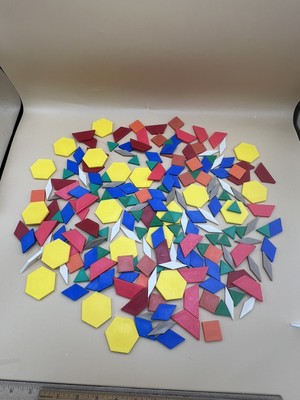 195 + Pieces Geometric Shapes Educational Building Solid Plastic Pattern Blocks