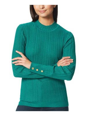 

ANNE KLEIN JEANS Женский зеленый пуловер с манжетами на пуговицах, свитер с длинным рукавом