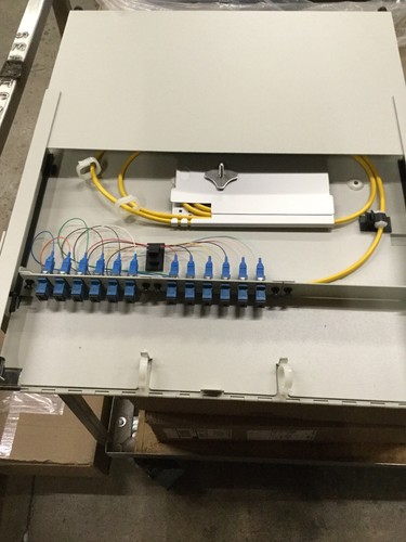 Amerifiber Fiber Optic Cabinet 1U Panel with 2x6 SC Adapter Plates AFRM1221RB