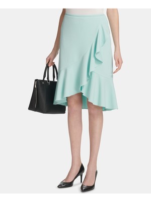 CALVIN KLEIN Womens Aqua Выше колена Wear To Work Многослойная юбка Petites 4P