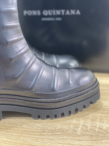 PONS QUINTANA PONS QUINTANA STIEFELETTE ROMI -B SCHWARZES LEDER CASUAL STIEFEL FRAU 39