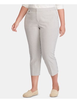 

RALPH LAUREN Женские серые укороченные брюки в полоску Размер:  Plus, Серый, 202748002001