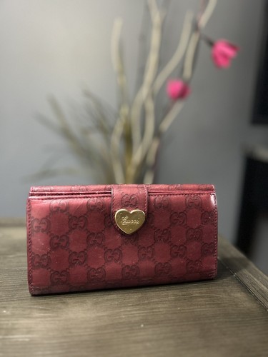 Gucci Guccissima Long Wallet Heart Gold Leather | eBay