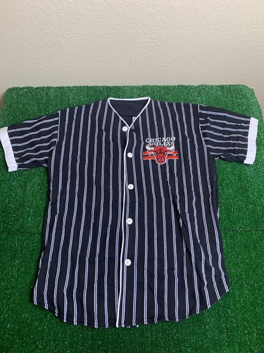 vintage chicago bulls baseball style button front mens large
