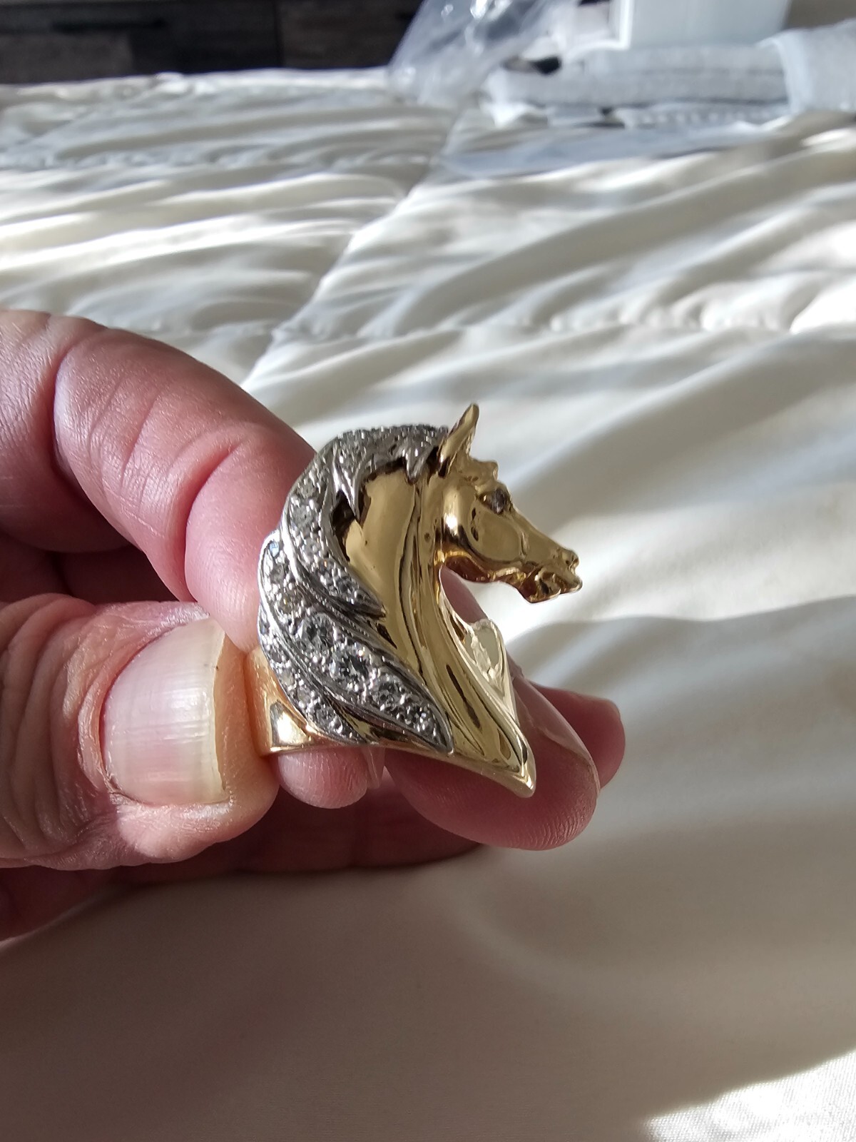 14 karat gold and diamond horse head ring | eBay