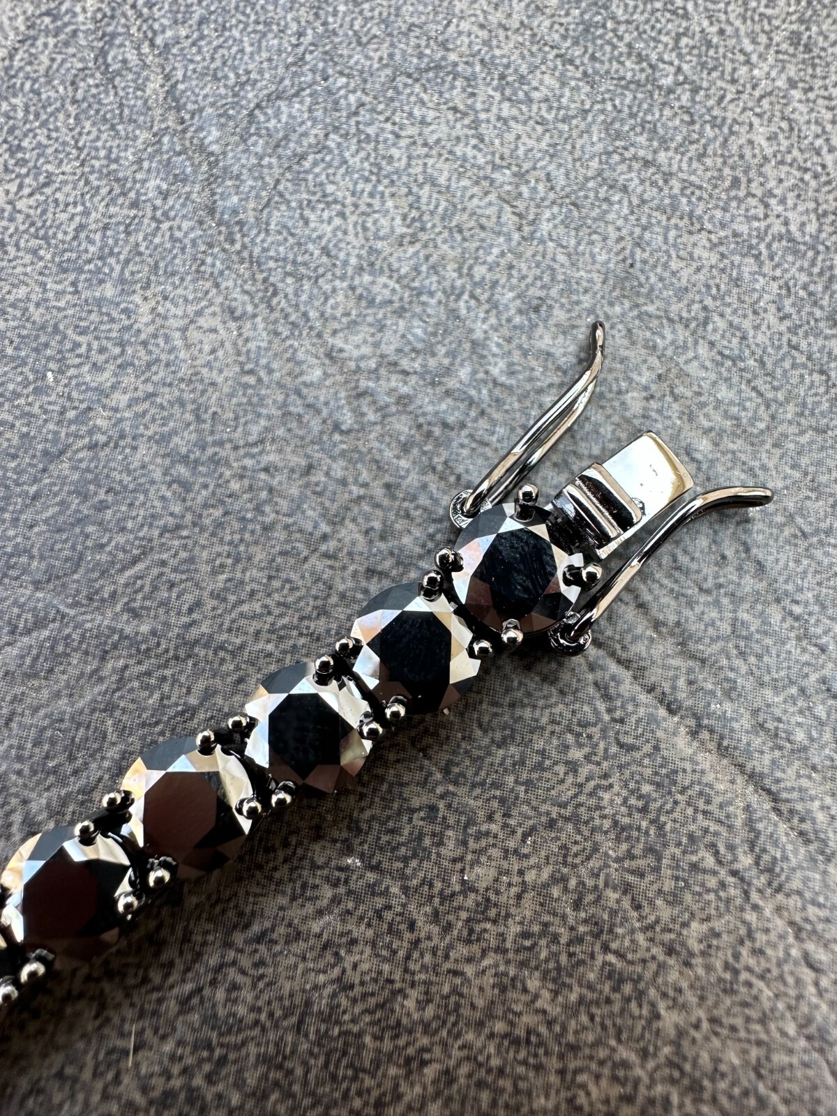 Pre-owned Silver Real Black Moissanite 7mm Tennis Bracelet Oxidized Black Rhodium Over 925