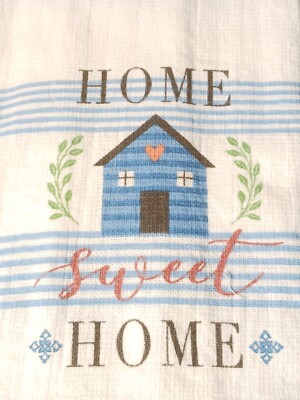 New 2 Piece Set Kitchen Hand Dish Tea Towels House Home Sweet Home Country Decor