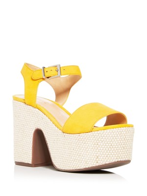 

SCHUTZ Женские кожаные босоножки на каблуке с открытой платформой Mary Gold Yellow 7,5 B Glorya, Желтый, S2058500130012