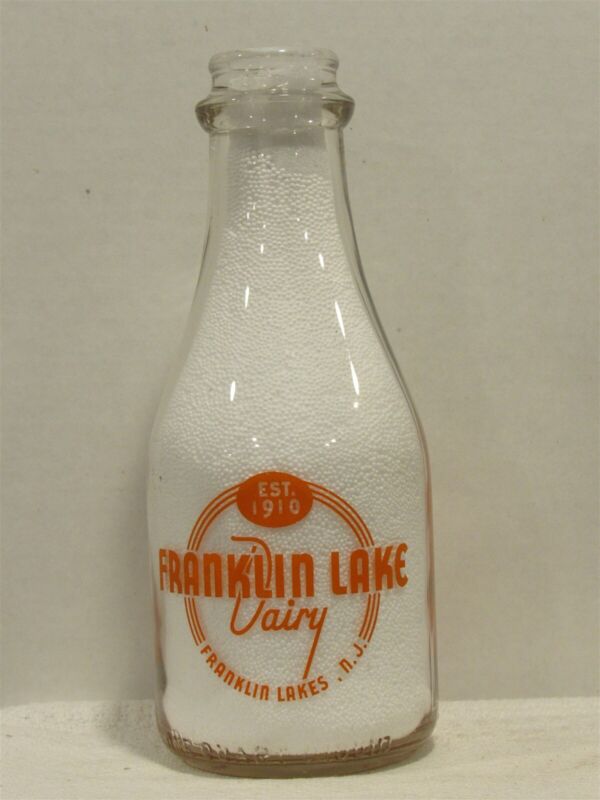 TRPQ Milk Bottle Franklin Lakes Dairy Franklin Lakes NJ Cream in every drop 1940
