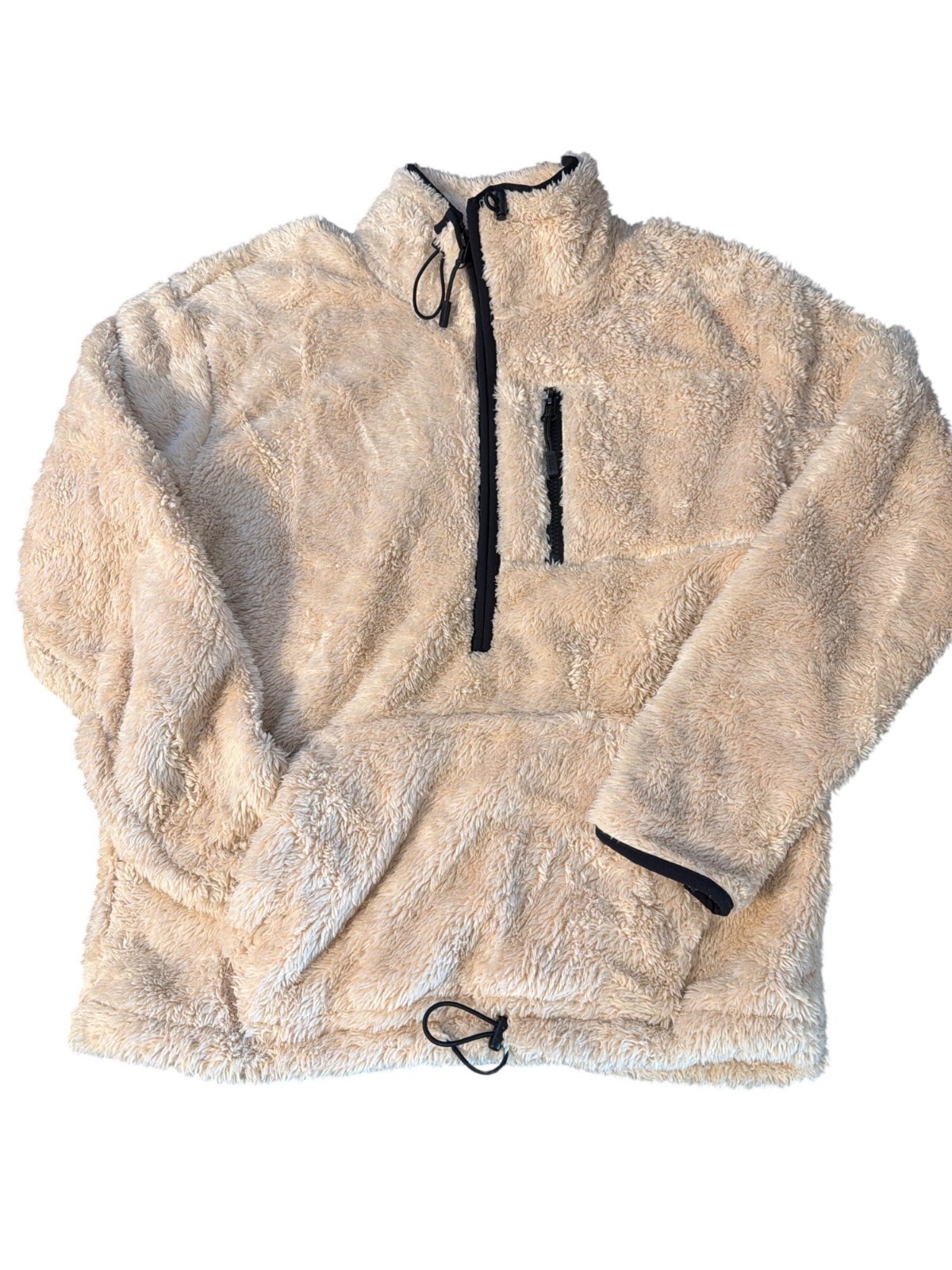 Victorias Secret Pink Beige Sherpa Pullover Half Zip Kangaroo ...