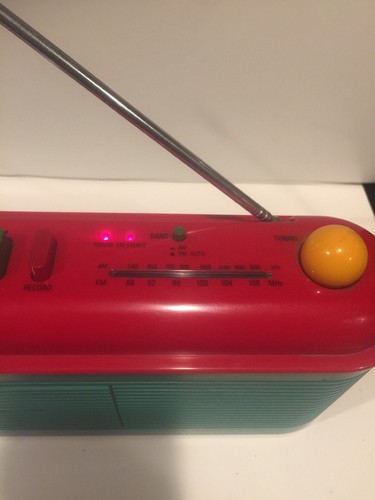 Near Mint Vintage Red/Green Sharp AM/FM Radio Stereo Cassette Recorder QT V40