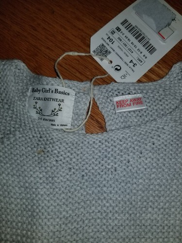 Zara Girls Basics Knitwear Sweater Gray Size 3-4 Years
