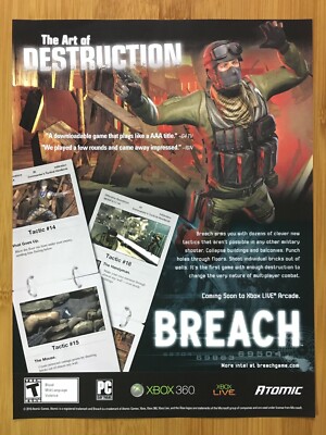 BREACH Xbox 360 PC 2010 Print Ad/Poster Official Advertisement Promo Art Rare!