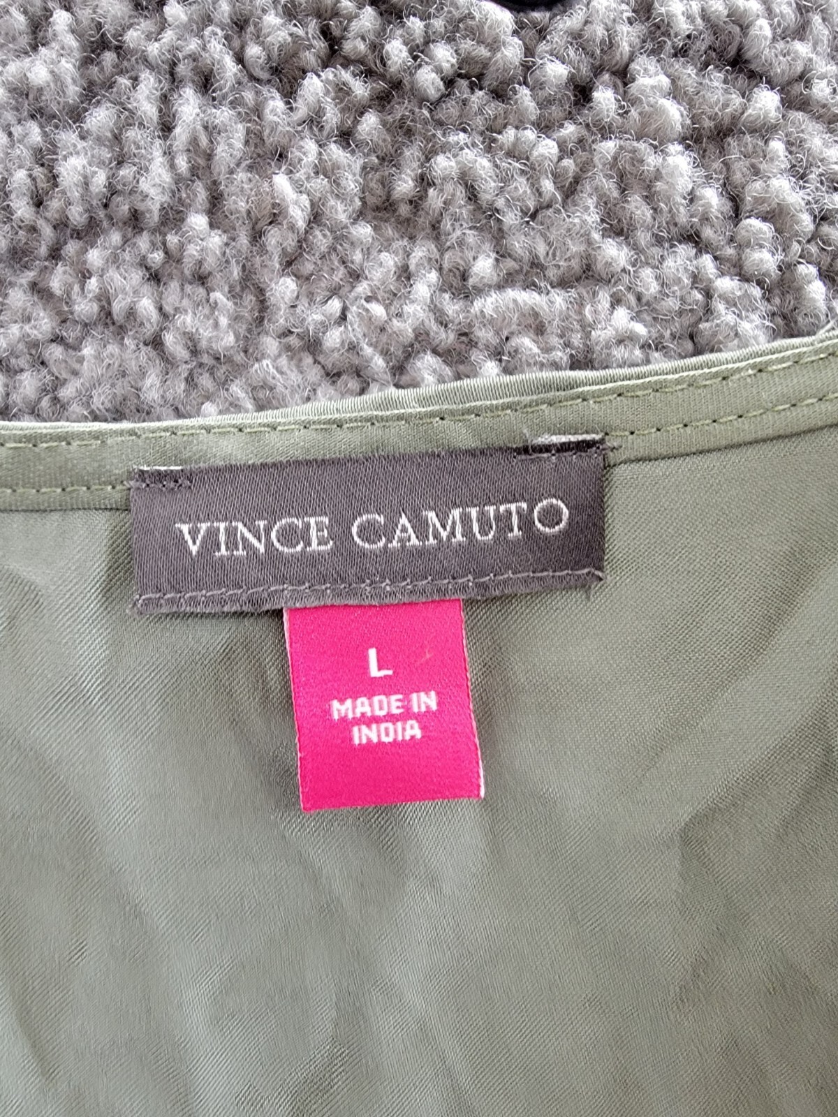 Vince Camuto Sleeveless Ruffle Top Women's L Olive Mist Solid V-Neck Pullover - Picture 8 of 14