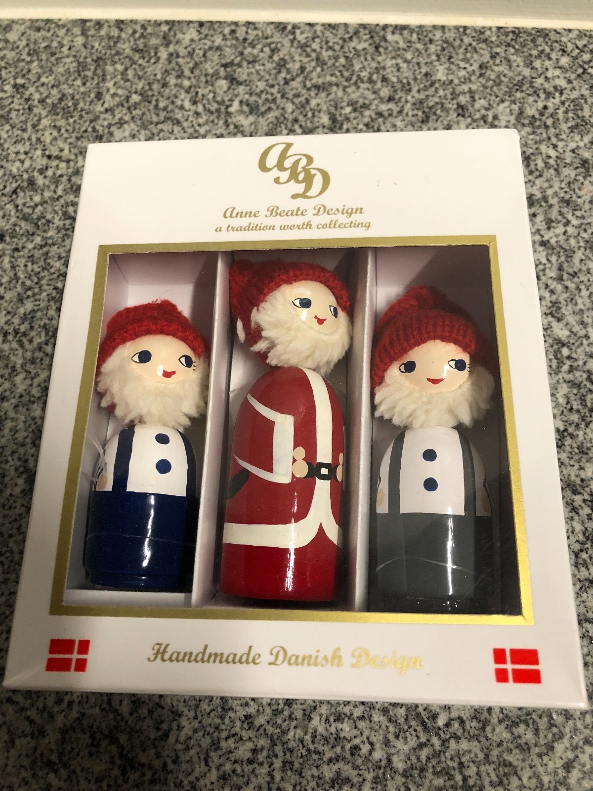 Anne Beate Design Santa & Elves Wood Figurines Handmade & Handpainted in Denmark