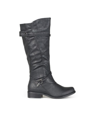 

JOURNEE COLLECTION Женские черные кожаные сапоги для верховой езды Harley Toe Block Heel, Черный, HARLEY-BLK-080