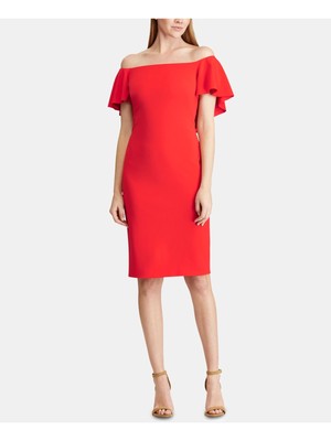

RALPH LAUREN Женское красное вечернее платье-футляр с короткими рукавами ниже колена Размер, Красный