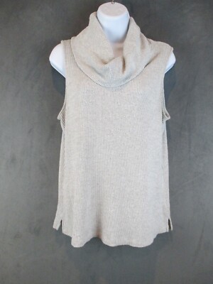 Vanessa Virginia by Anthropologie Womens XL Gray Knit Ribbed Cowl Neck Stretch