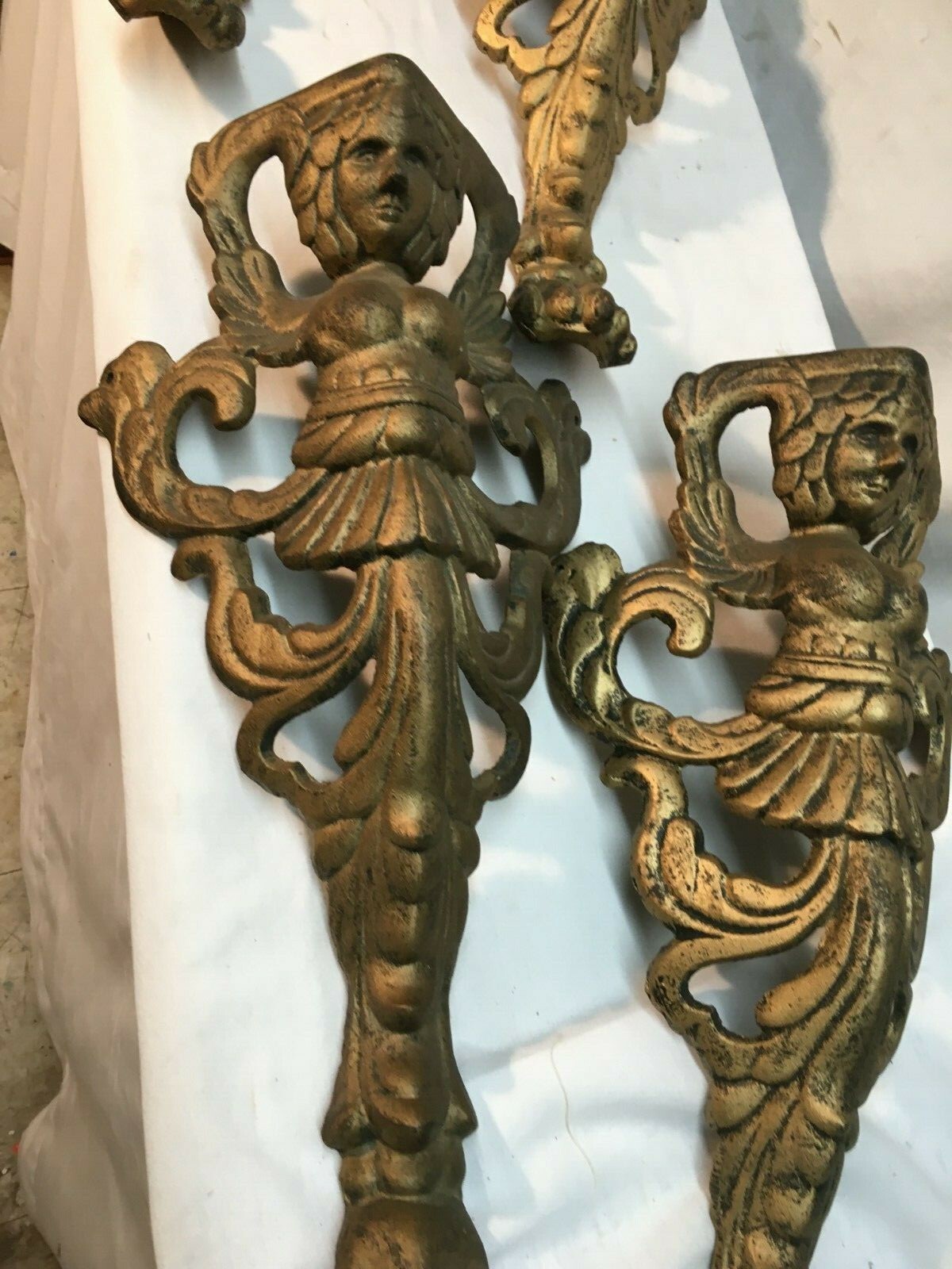 Vintage Ornate  Cast Iron Legs set of 4   Vanity  Table Bench 18in