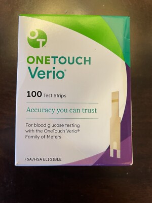 One Touch Verio 100 Ct Diabetic Test Strips Exp 2026/01/31.  new In A Box