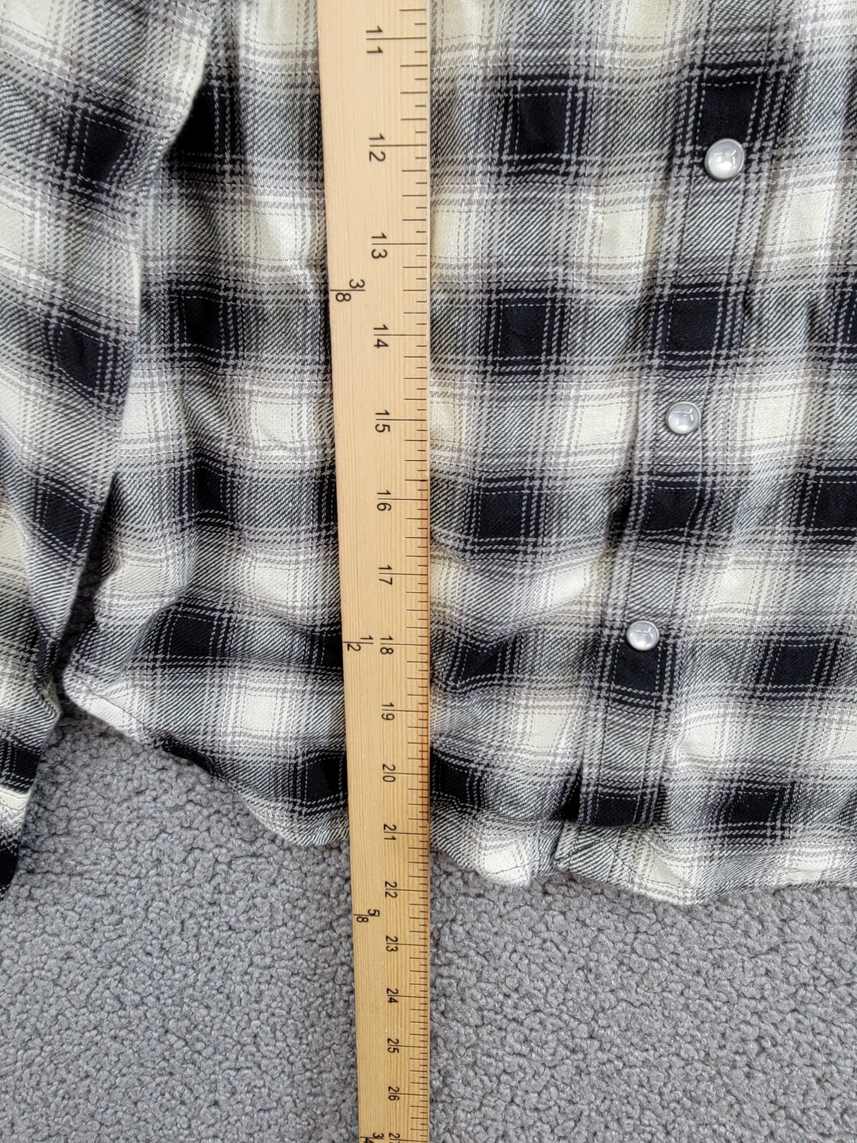 Polo Ralph Lauren Plaid Flannel Western Button Shirt Big Girls 10 Cream/Black - Picture 9 of 20