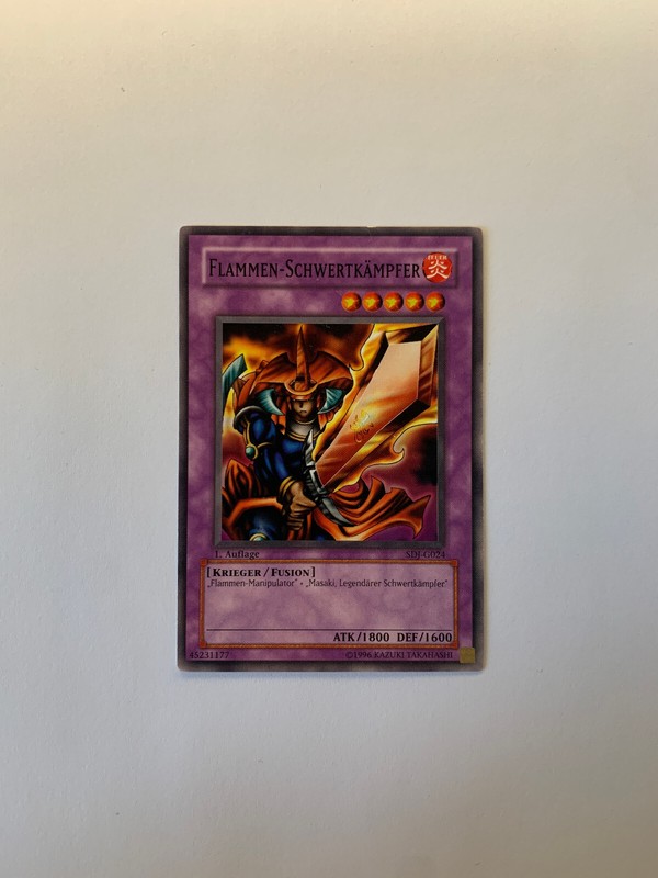 Yugioh Karten: Flammen-SchwertkÃ¤Mpfer (Sdj-G024) - 1. Auflage, Deutsch, Vintage