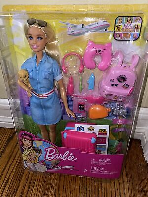 Barbie Dreamhouse Adventures Doll Airplane Travel Set Puppy Luggage Accessories