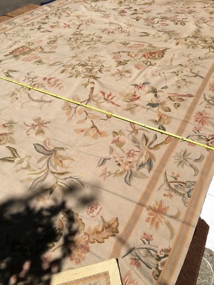 STARK HAND MADE NEEDLEPOINT BEIGE LOTUS FOUR SEASONS ORIENTAL RUG 16'10x11'10