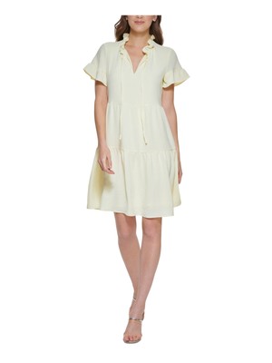 

DKNY Женский пуловер с желтой подкладкой и короткими рукавами, платье для куколки, Желтый