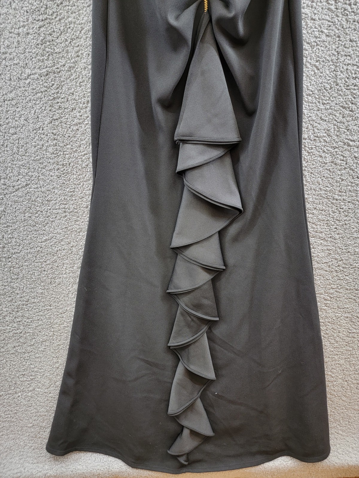 AQUA One-Shoulder Ruffled Gown Women's 6 Black Asymmetric Back Zip Closure - Picture 10 of 15