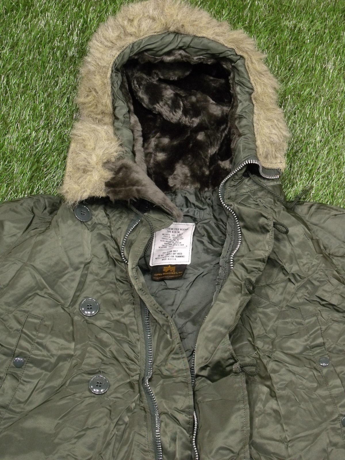 Pre-owned N-3b Alpha Industries Made In Usa  Army Military Cold Weather Parka Od Green