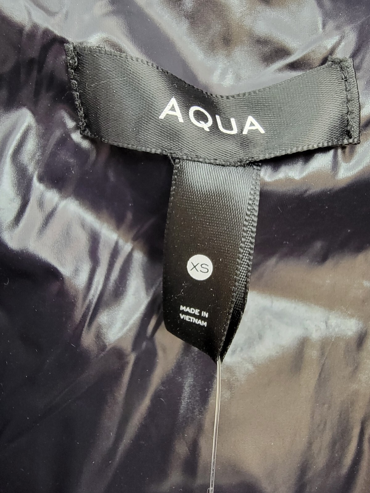 AQUA Metallic Puffer Coat Women's XS Metal Quilted Side Pockets Snap Zip Closure - Picture 10 of 17