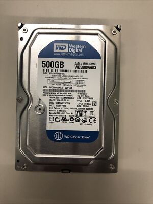 WESTERN DIGITAL WD CAVIAR BLUE 500GB SATA WD5000AAKS WORKING - PREOWNED