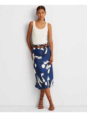 

Женская синяя атласная юбка-карандаш ниже колена RALPH LAUREN на работу, Синий