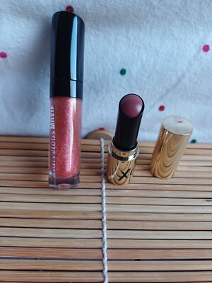 BAREMINERALS  MARVELOU MOXIE LIP GLOSS MAJOR FLIRT/MANTRA LIPSTICK MINI 2 PC SET