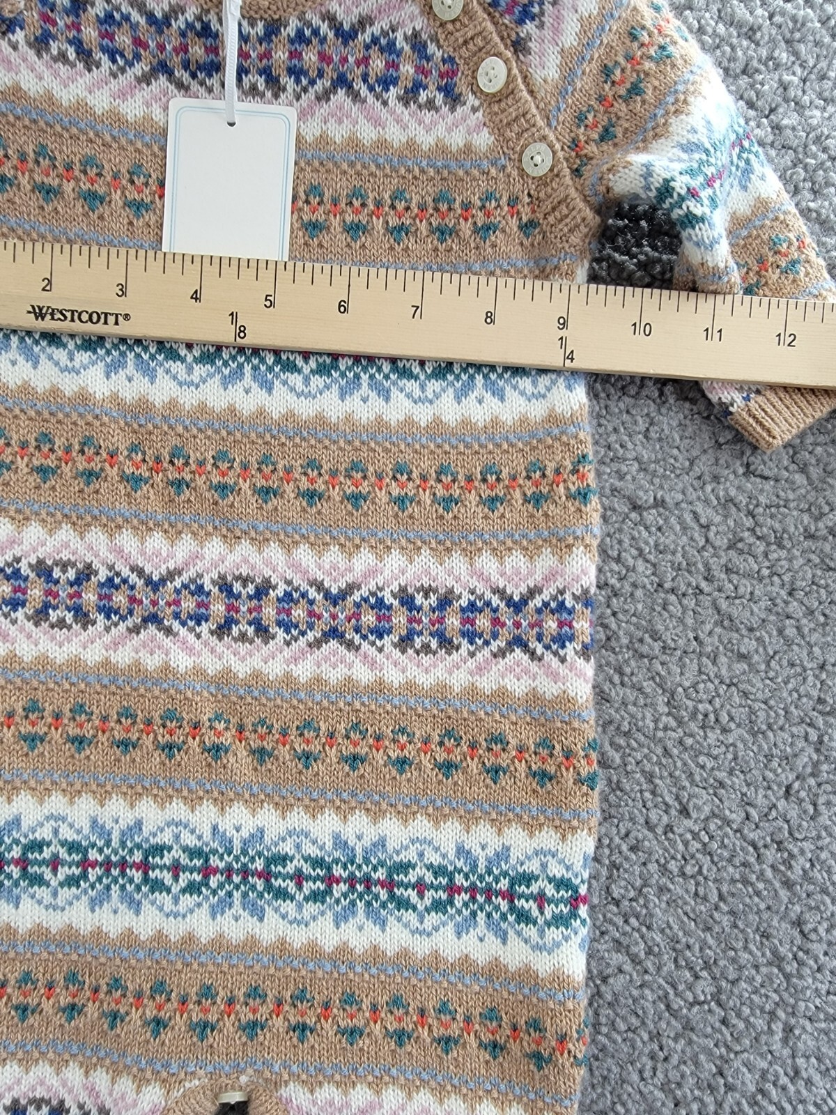 Ralph Lauren Fair Isle Wool Blend Sweater Coveralls Baby Boys' 3-6M Khaki Multi - Picture 6 of 20