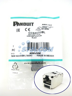 Panduit CCS5E88BL Mini-Com Cat5e Shielded Coupler Module, Black RJ45 8P8C ~STSI